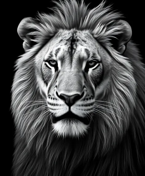 lion art black and