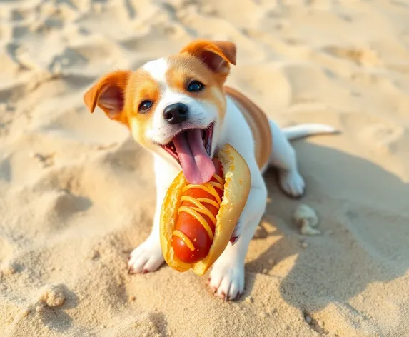 hot dogpuppyon beach