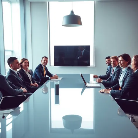 sitting conference table team