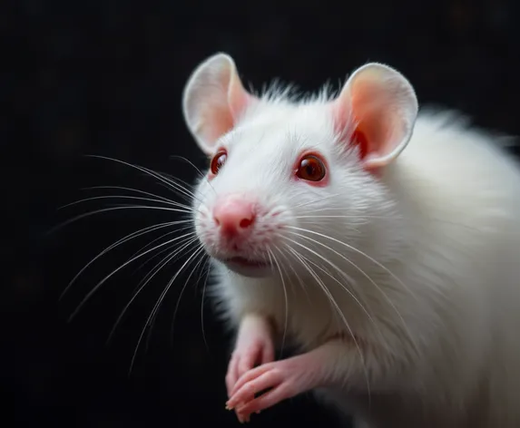 white rat with red