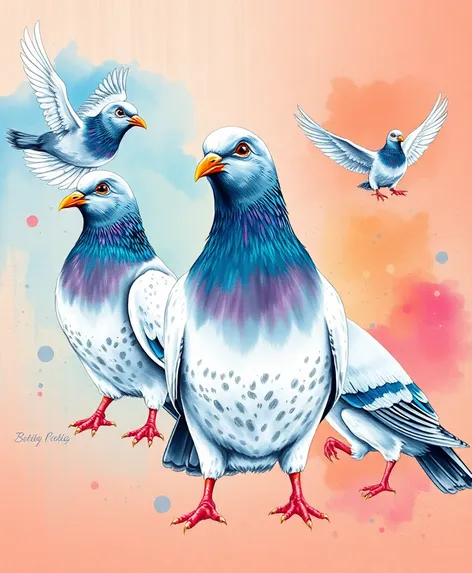 pigeons bird drawings