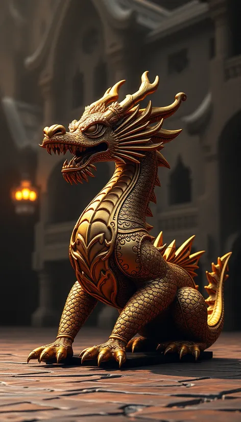 gold dragon statue