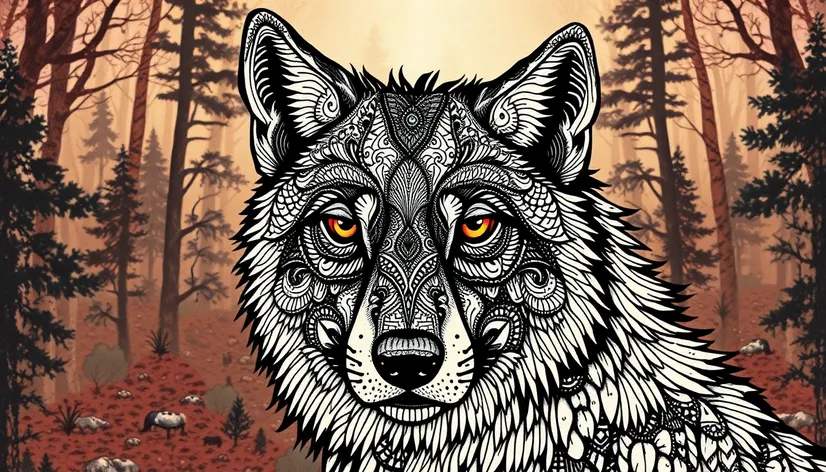 zentangle wolf art