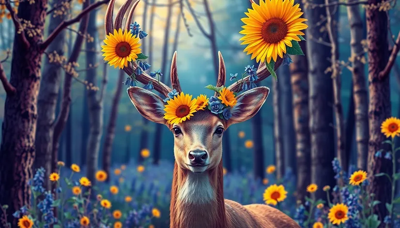 deer horns floral antlers