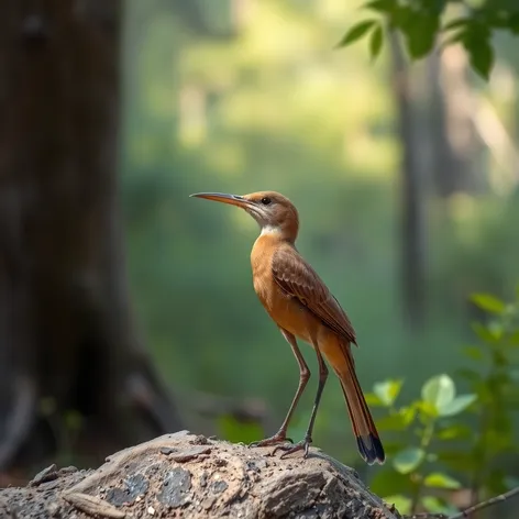 small brown bird long