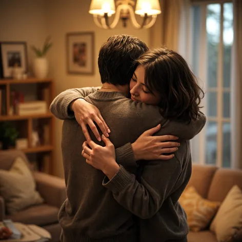 Two people hug