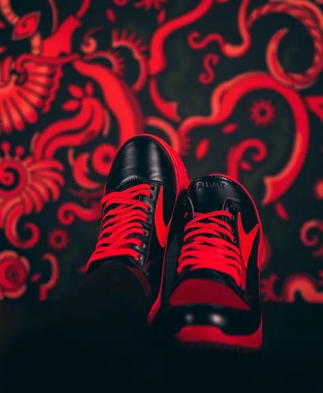 black red shoes