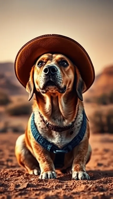 dog with cowboy hat