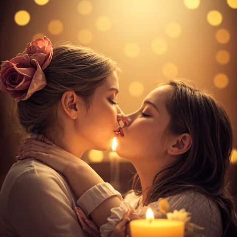 Young girls kissing