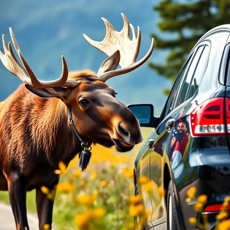 moose next to car