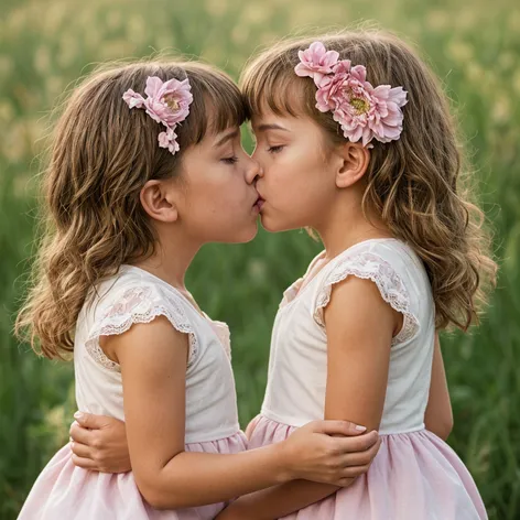 Little girls kissing