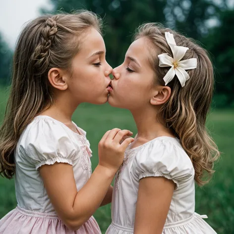 Little girls kissing