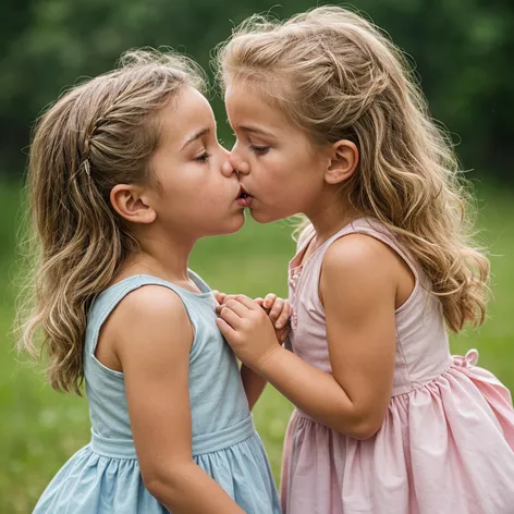 Little girls kissing