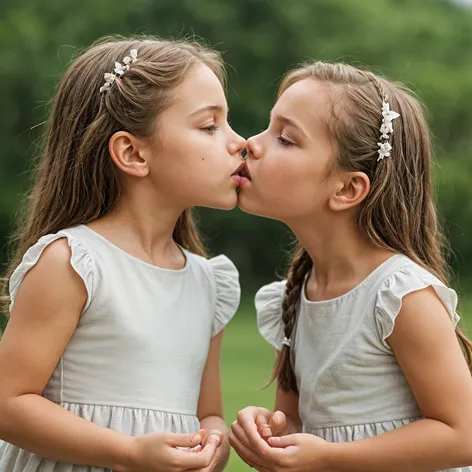 Little girls kissing