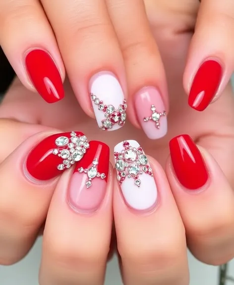 red and white nail