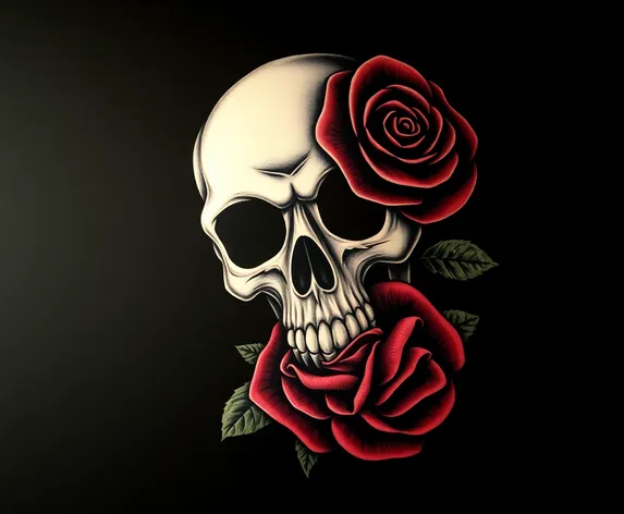 black rose skull tattoo