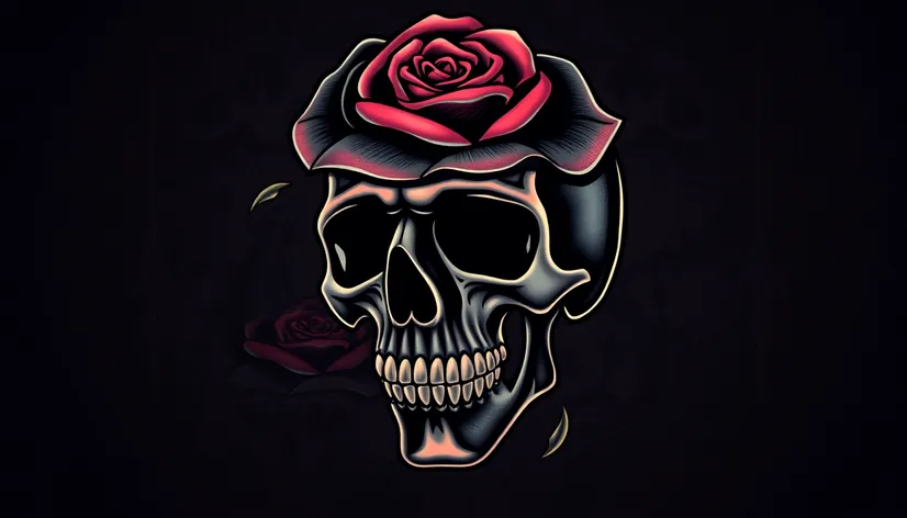 rose tattoo skull