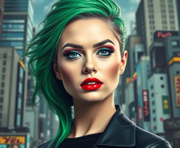 woman with green hair