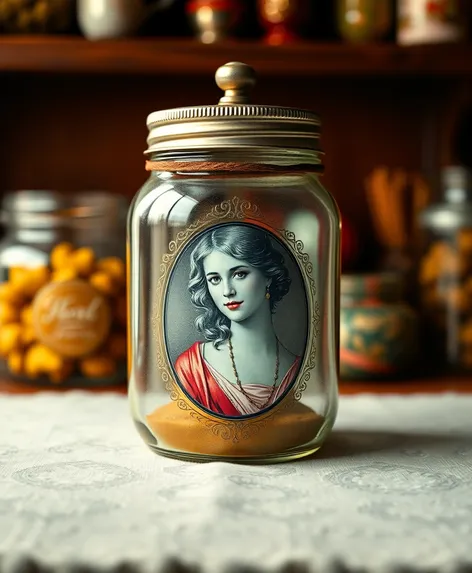 jar with lady on