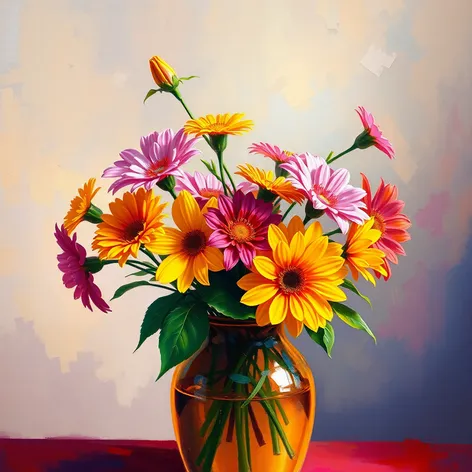 oil painting flowers in