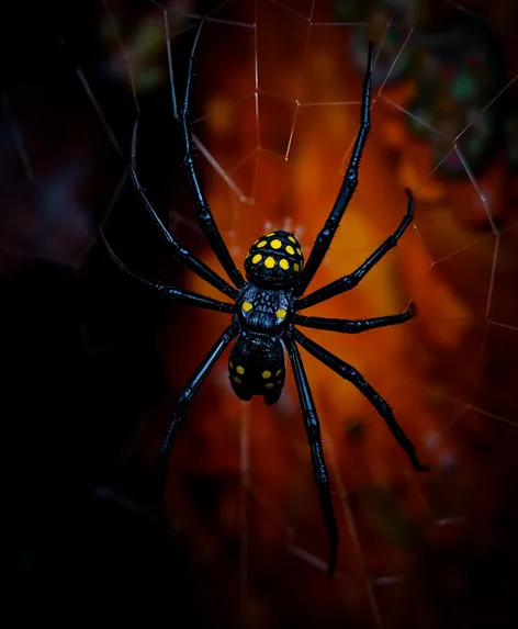 black spider with yellow