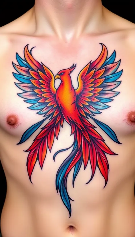 phoenix chest tattoo designs