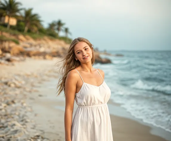 white beach dress