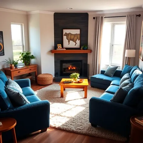 blue sofa living room