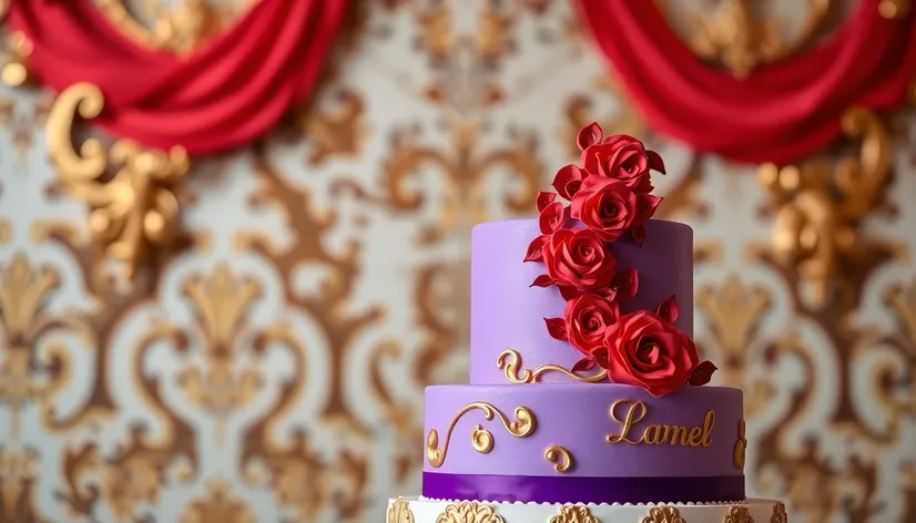 wedding cake with purple