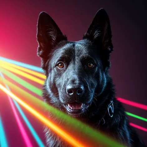 Black shepherd dog, cybernetic,