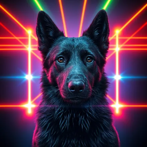 Black shepherd dog, cybernetic,