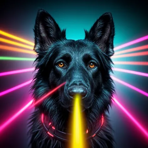 Black shepherd dog, cybernetic,