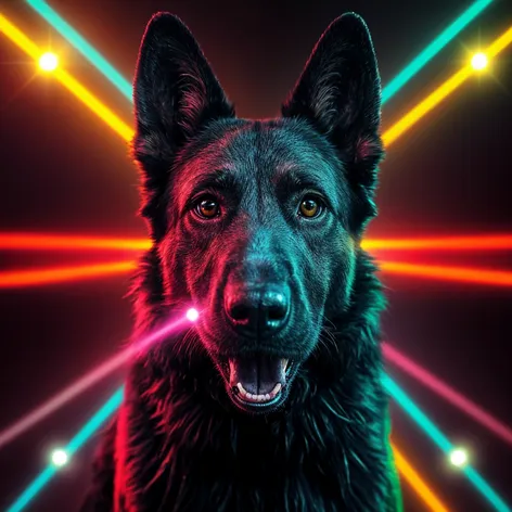 Black shepherd dog, cybernetic,