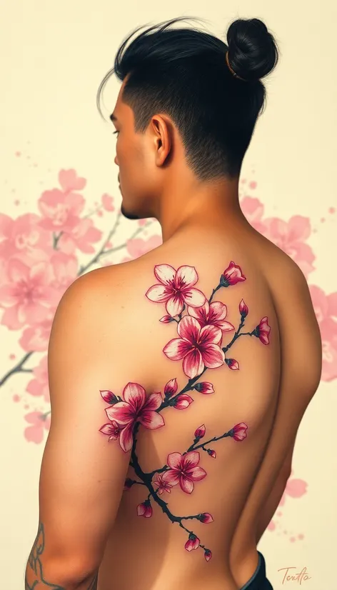 cherry blossom tattoo male