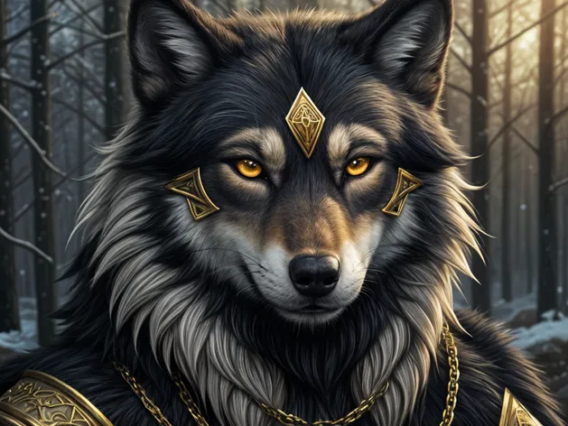 black and gold wolf