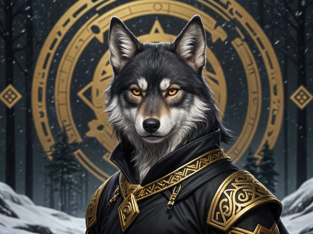 black and gold wolf