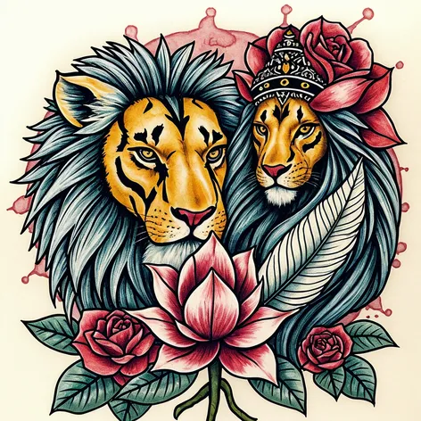 Tattoo with lion and