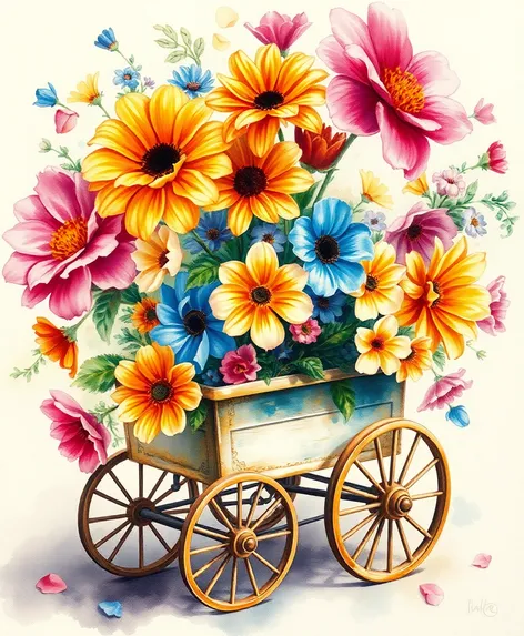 cart of flowers