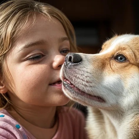 Little girl passionately kissing