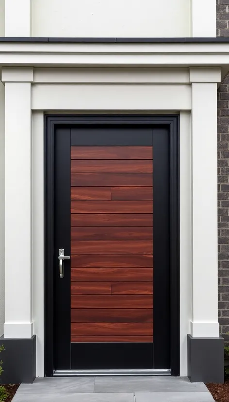 black door with wood