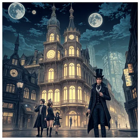 victorian anime art city