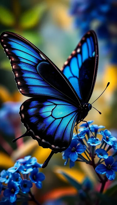 black butterfly with blue