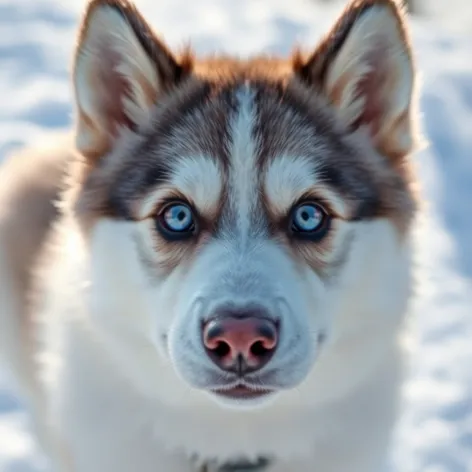 husky with blue and