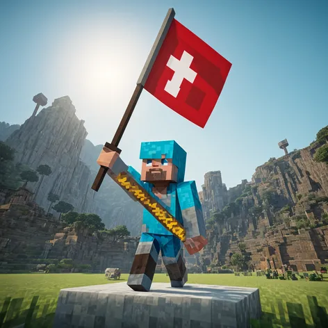 A minecraft knight holding