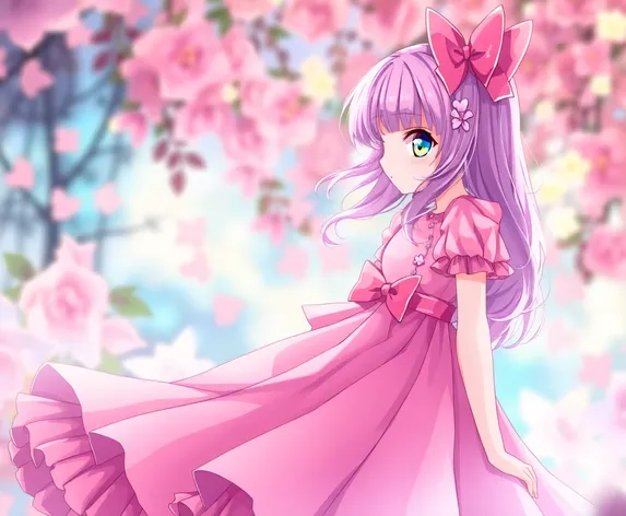 anime pink dress