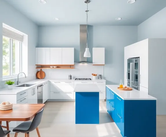 blue white kitchen