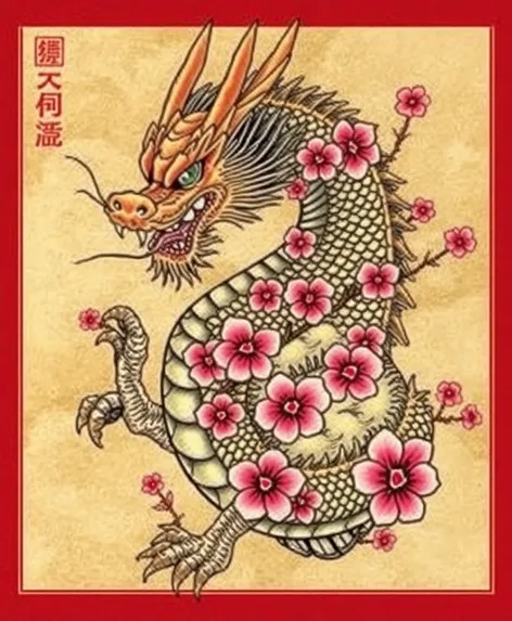 dragon with cherry blossom