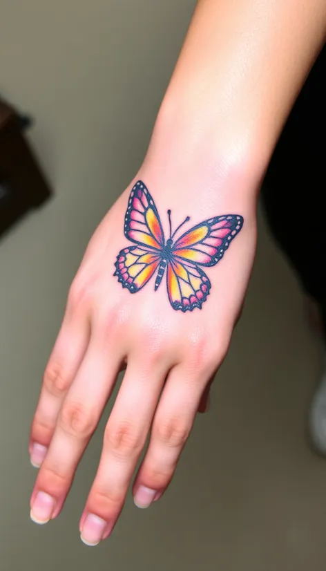 butterfly hand tattoo