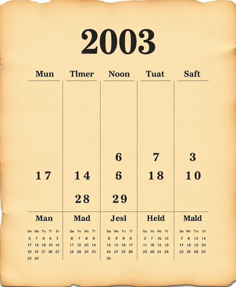 2003 calendar