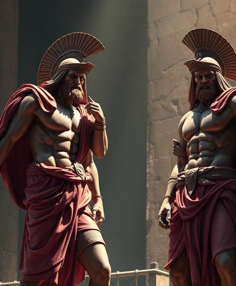 ancient muscular gladiator statues